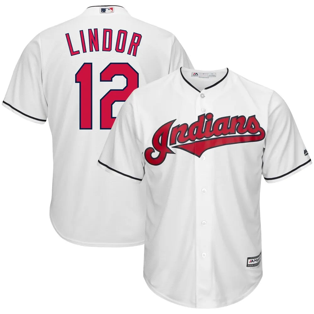 majestic Lindor Indians White Jersey