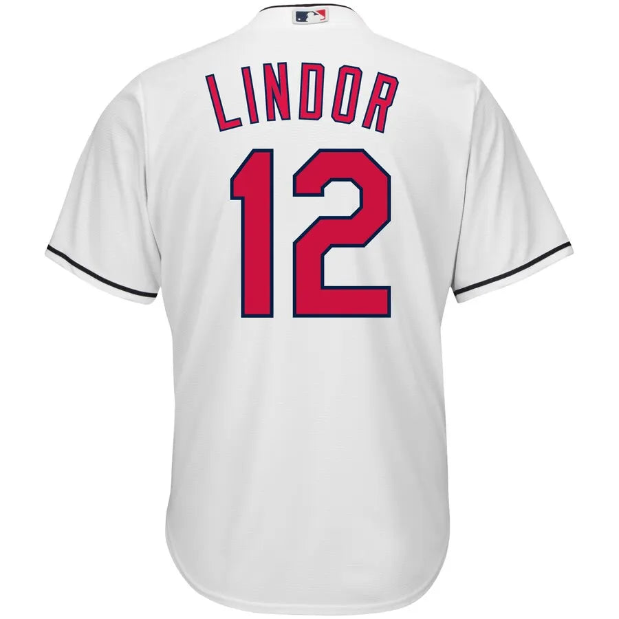 majestic Lindor Indians White Jersey - Hình 2
