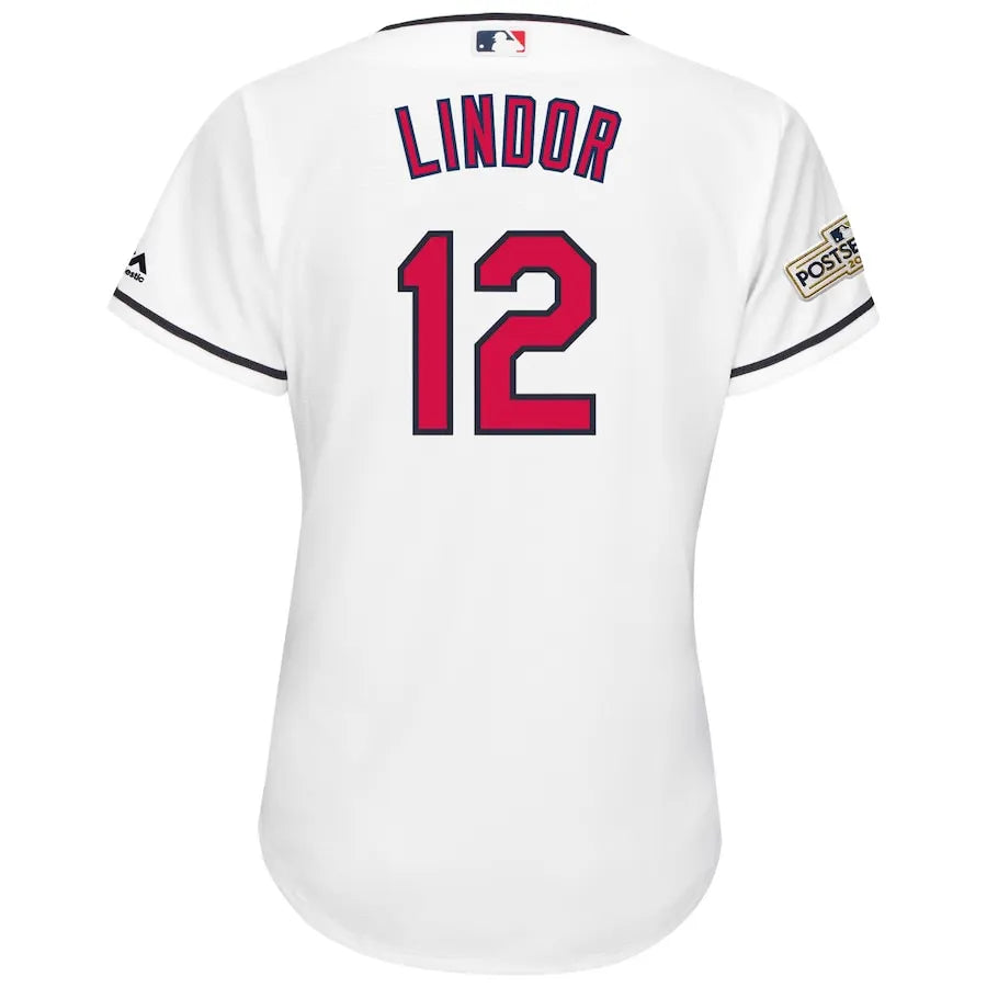 majestic Lindor Indians White Jersey - Hình 3