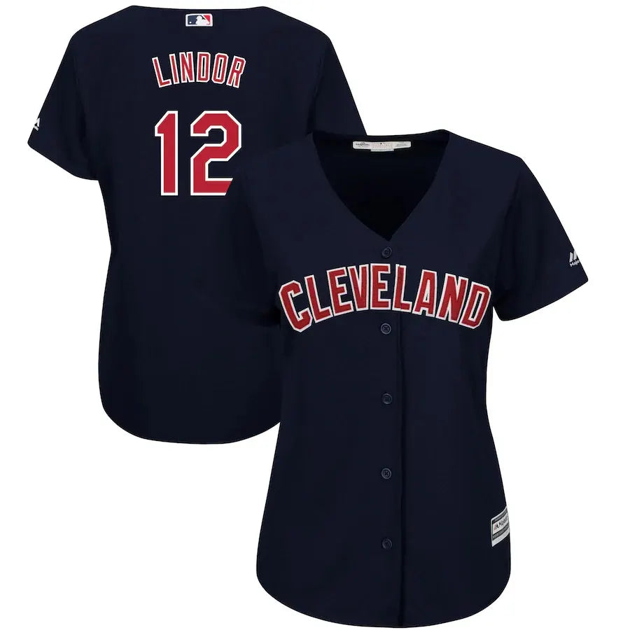 majestic Lindor Cleveland Navy Jersey