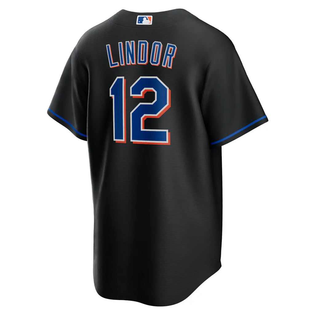 nike alternate Lindor Mets Black Jersey - Hình 2