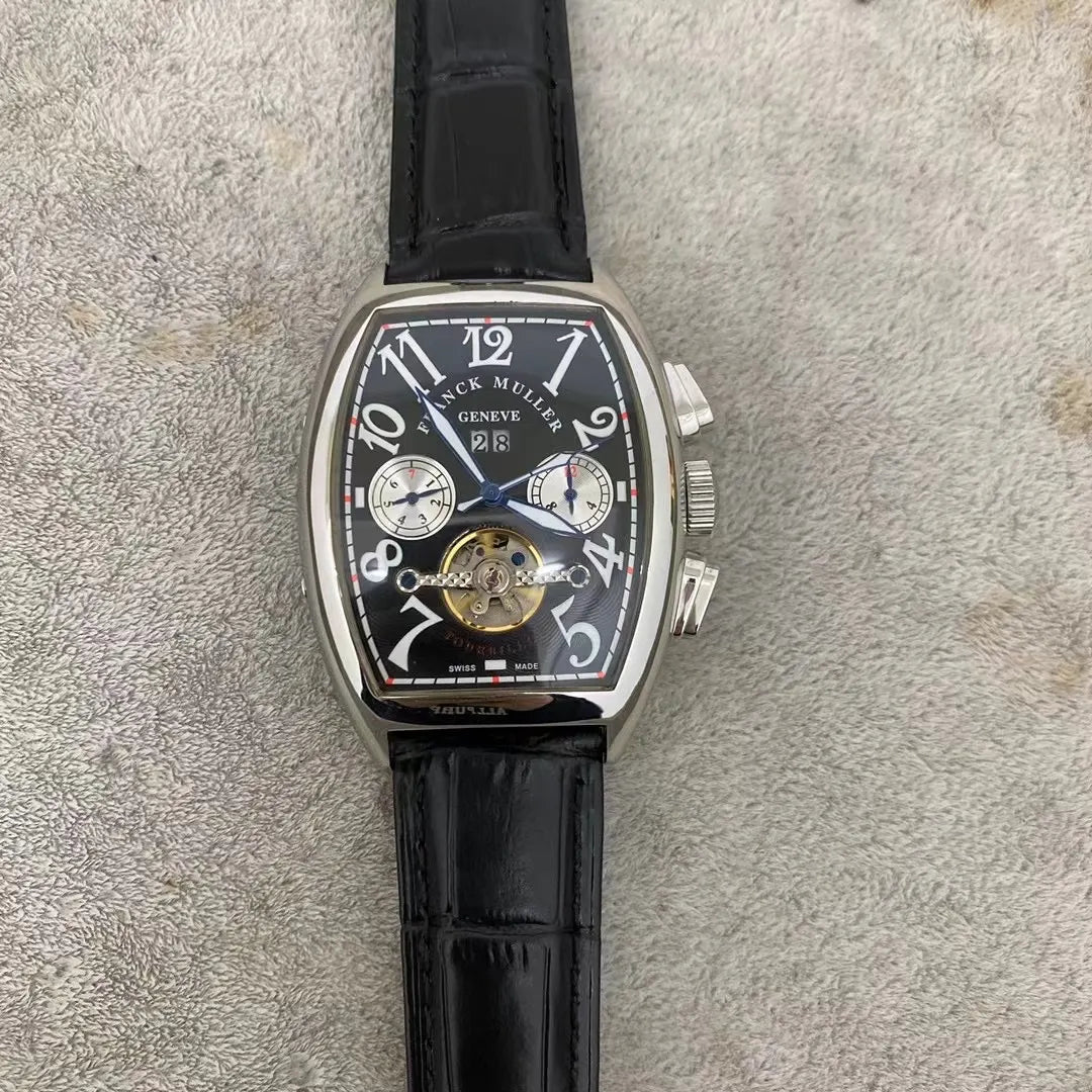 Franck Muller Black Leather Open Heart