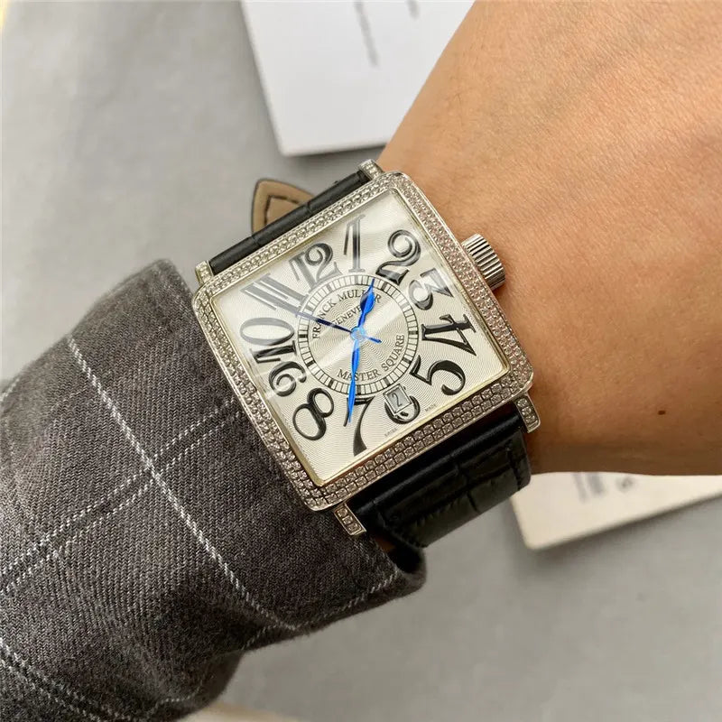 Franck Muller Master Square Diamond Bezel Black Leather - Hình 2