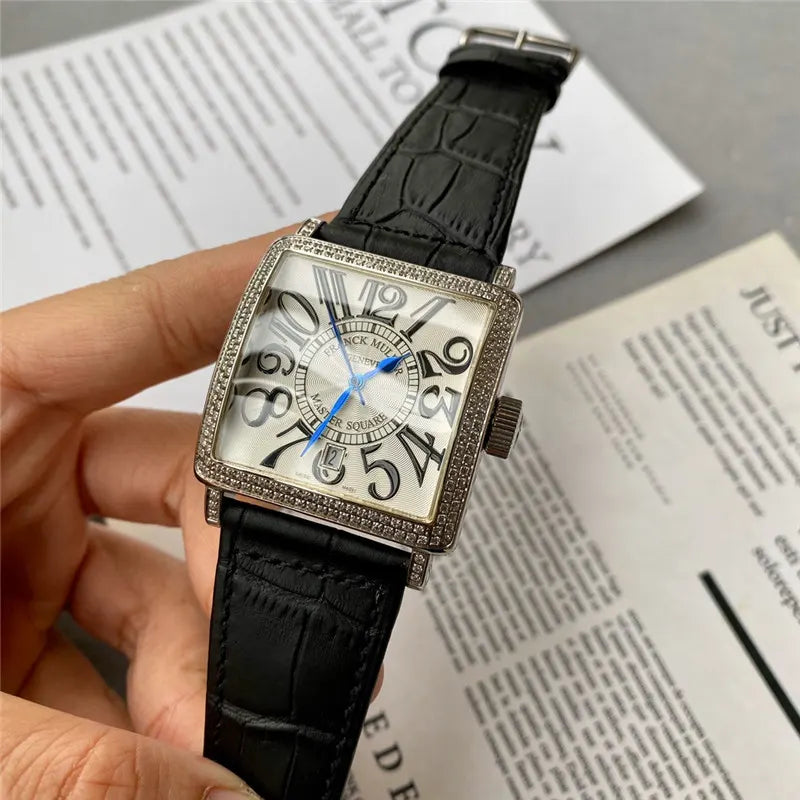 Franck Muller Master Square Diamond Bezel Black Leather - Hình 5