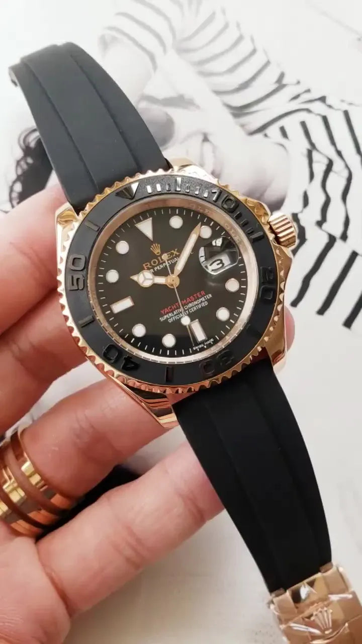 Rolex Yacht-Master Rose Gold Black Rubber - Hình 2
