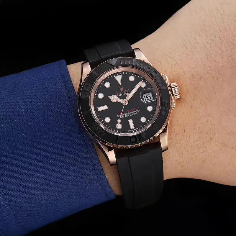 Rolex Yacht-Master Rose Gold Black Rubber - Hình 11