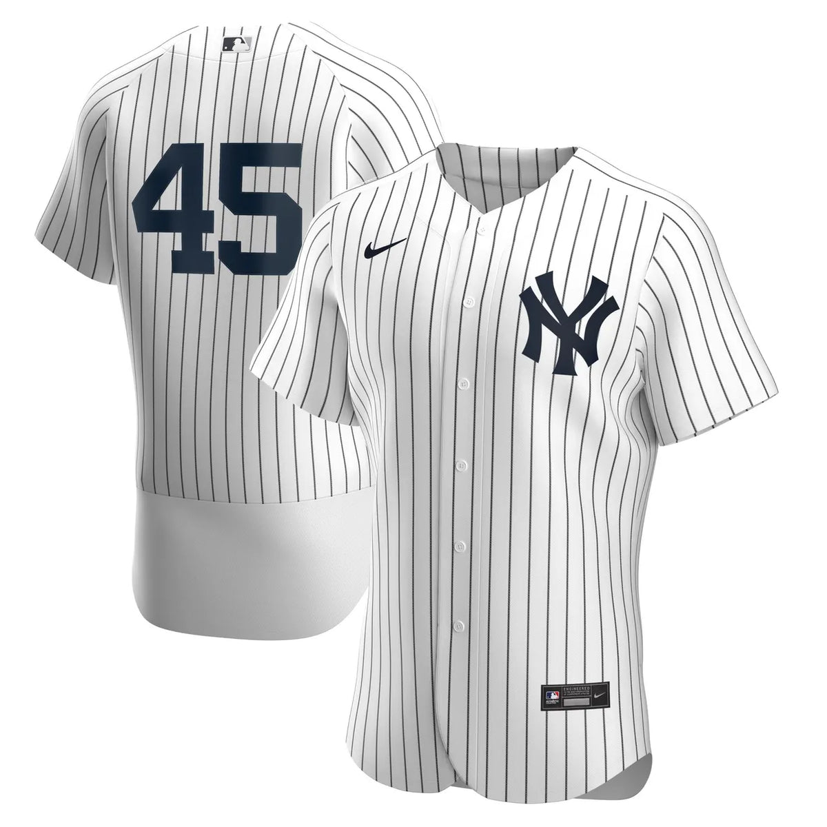 Yankees Pinstripe Jersey White #45