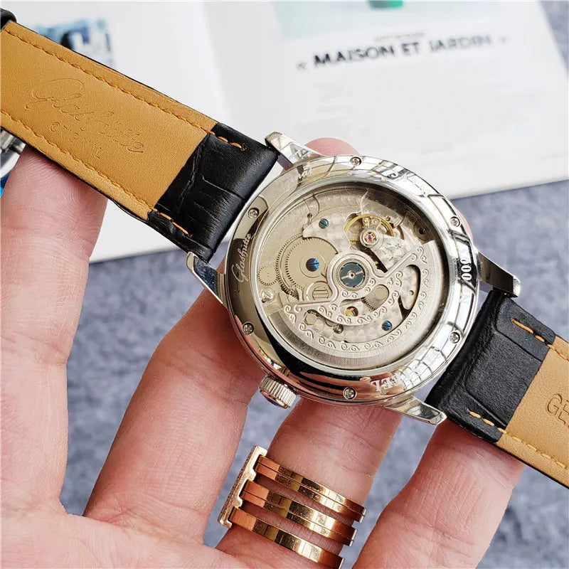 Glashütte Black Leather Watch - Hình 2