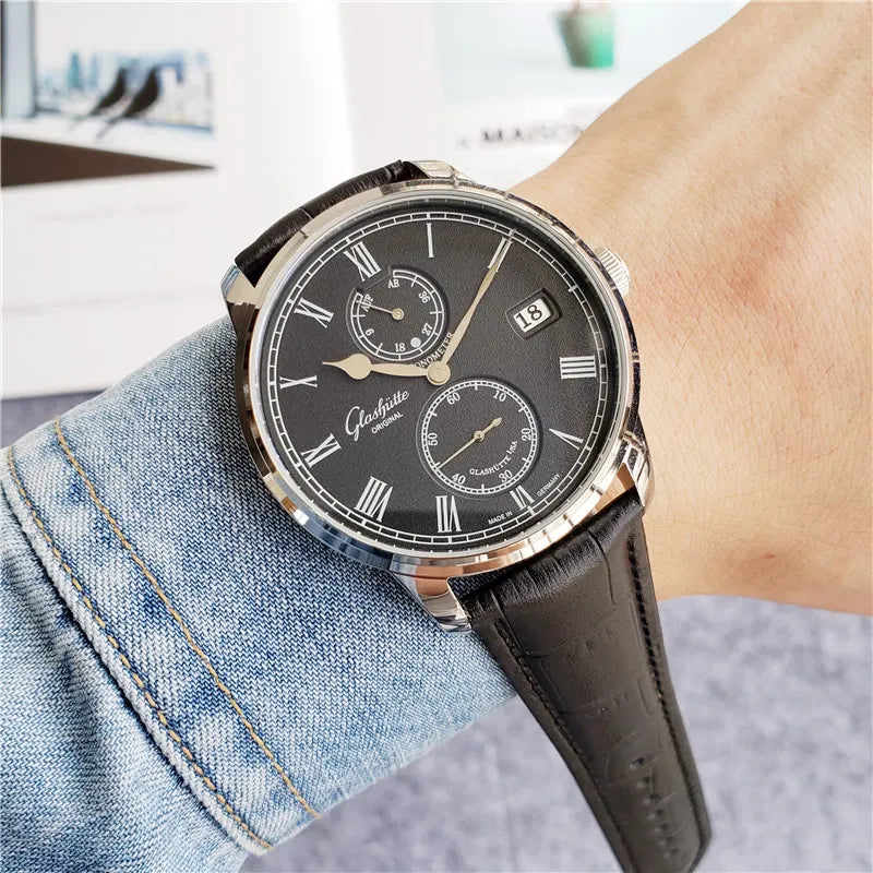 Glashütte Black Leather Watch