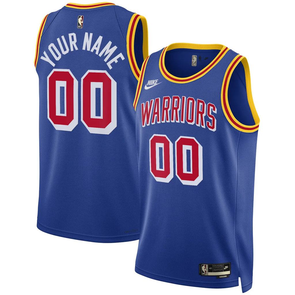 nike classic Warriors Blue Custom Jersey