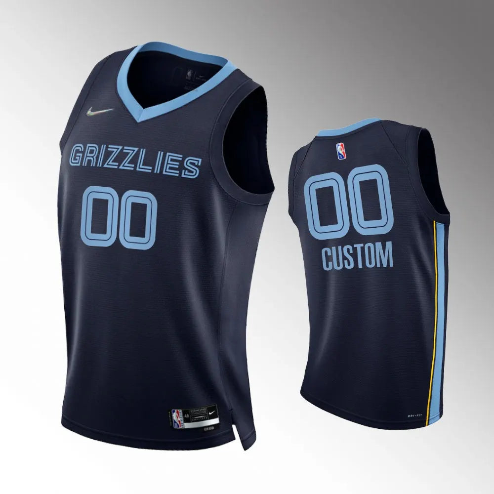 Grizzlies Navy Custom Jersey nike personalized