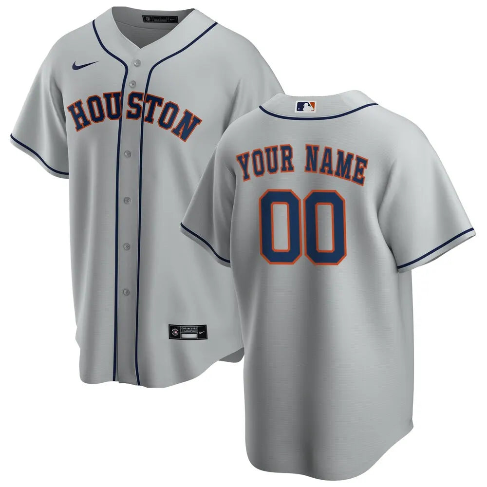 Astros Gray Road Custom Jersey