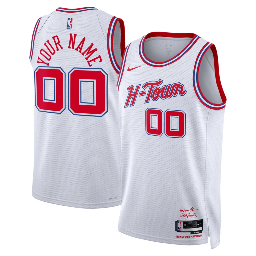 nike city Rockets H-Town White Jersey