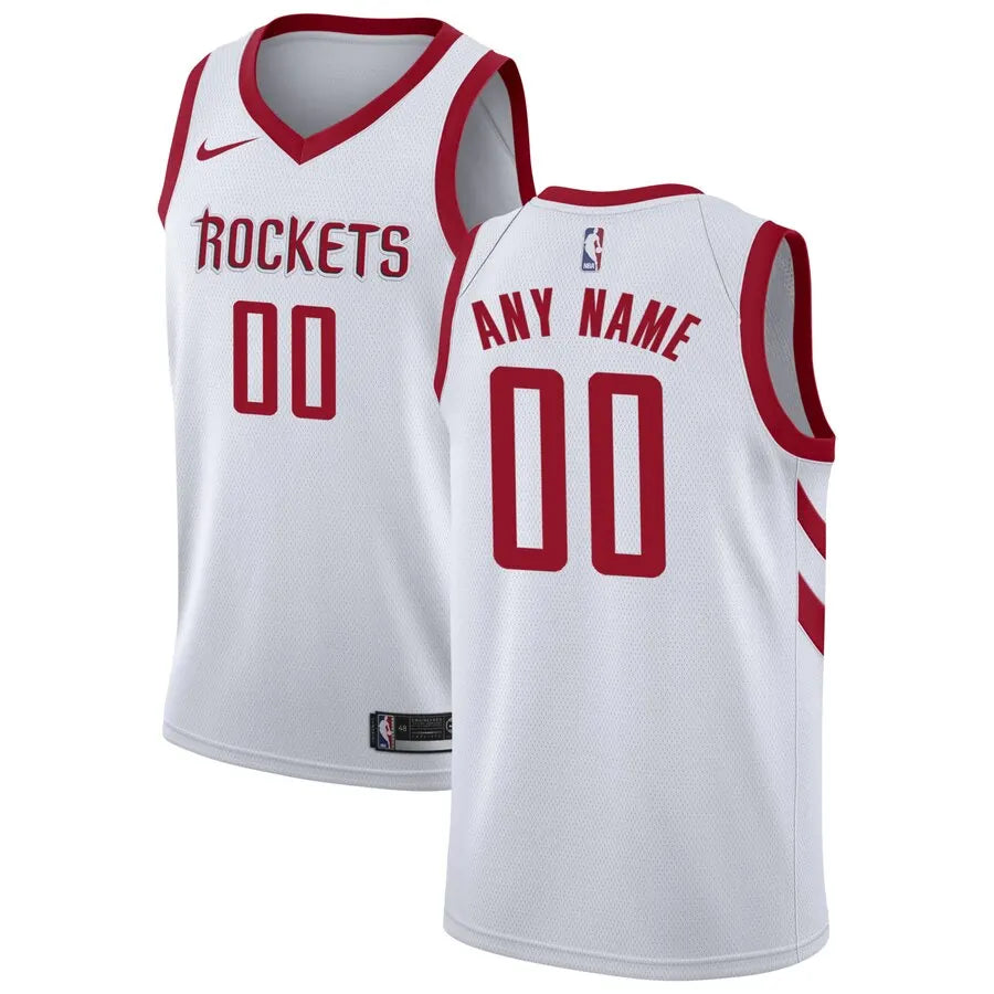 nike association Rockets White Custom Jersey