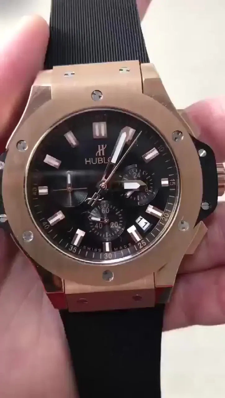 big Hublot Rose Gold Black - Hình 2