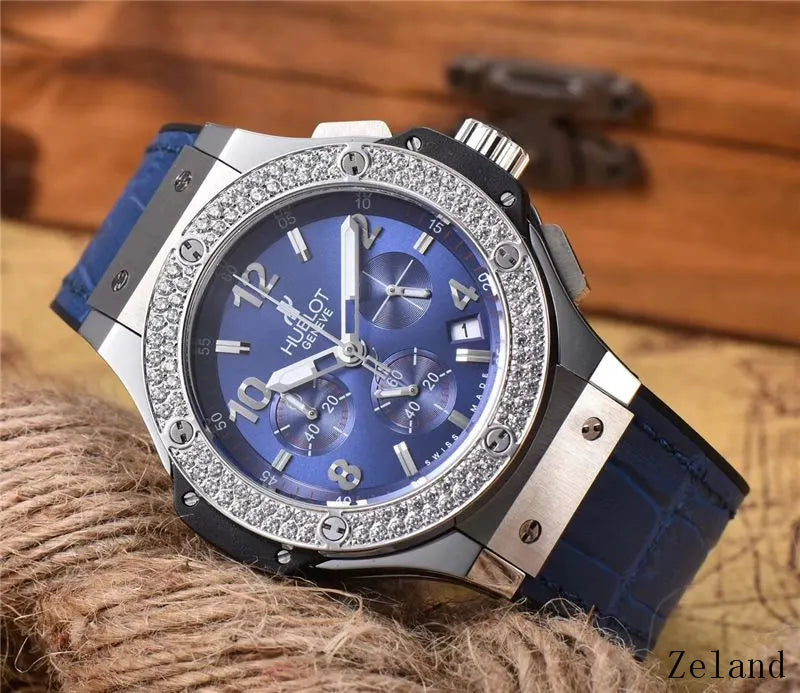 Hublot Blue Chronograph Diamond - Hình 5
