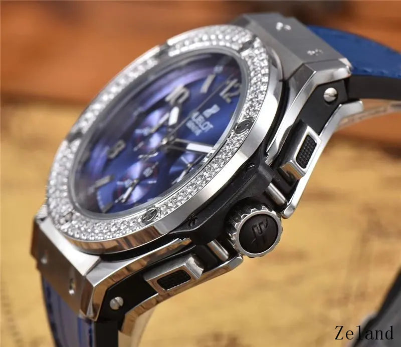 Hublot Blue Chronograph Diamond - Hình 4
