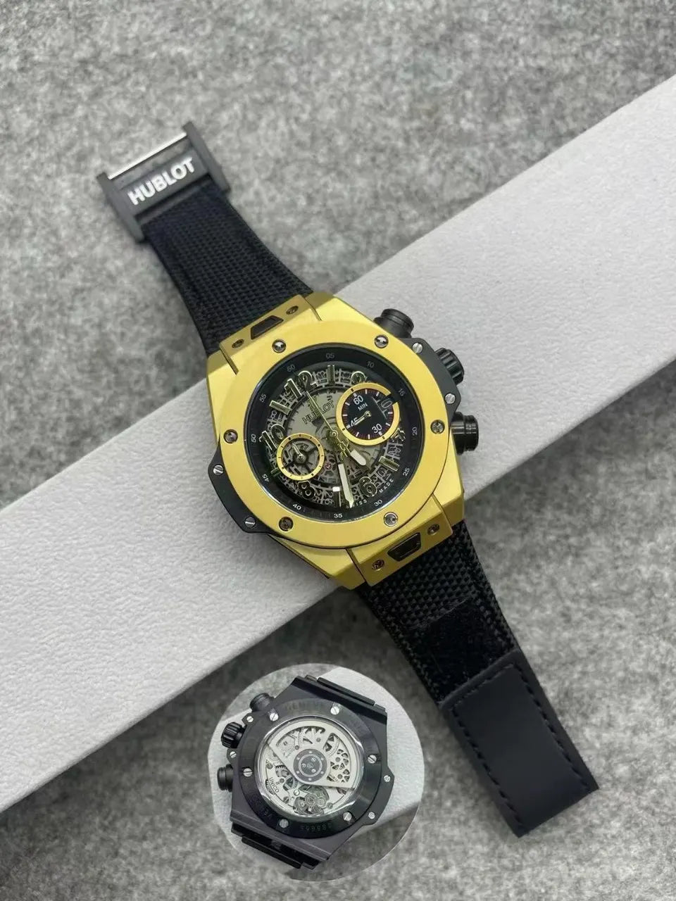 open Hublot Gold Black Rubber - Hình 3