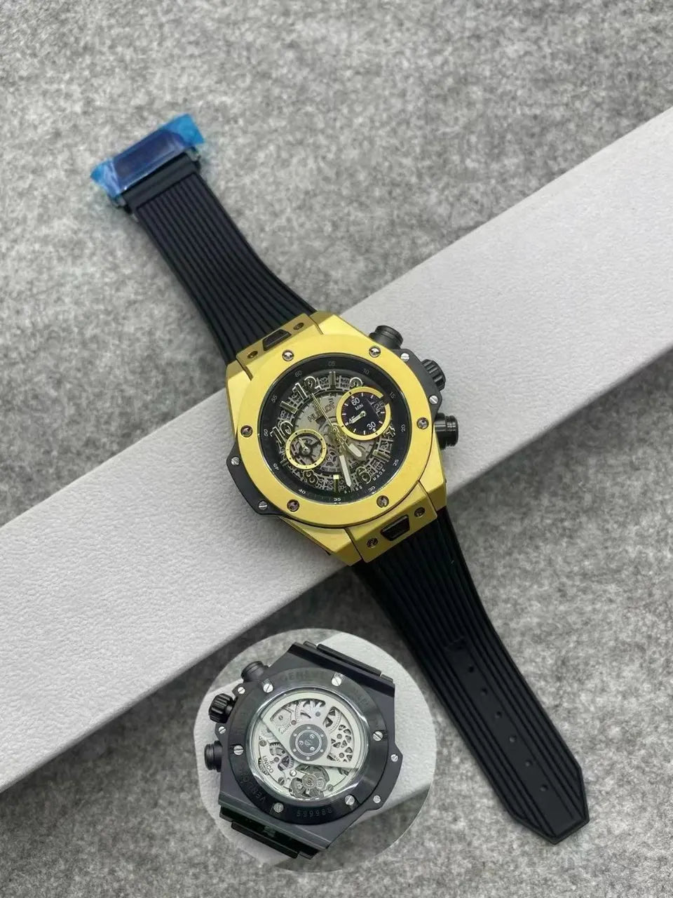 open Hublot Gold Black Rubber