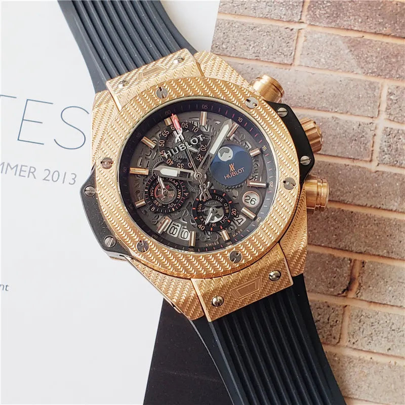 big Hublot Gold Black Rubber - Hình 4