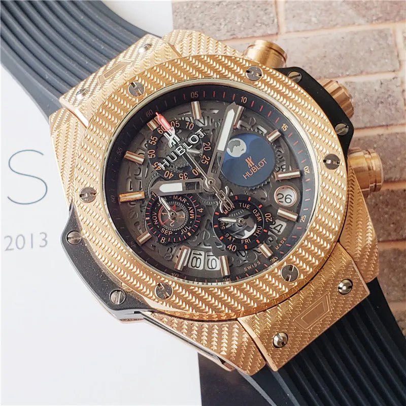 big Hublot Gold Black Rubber - Hình 2