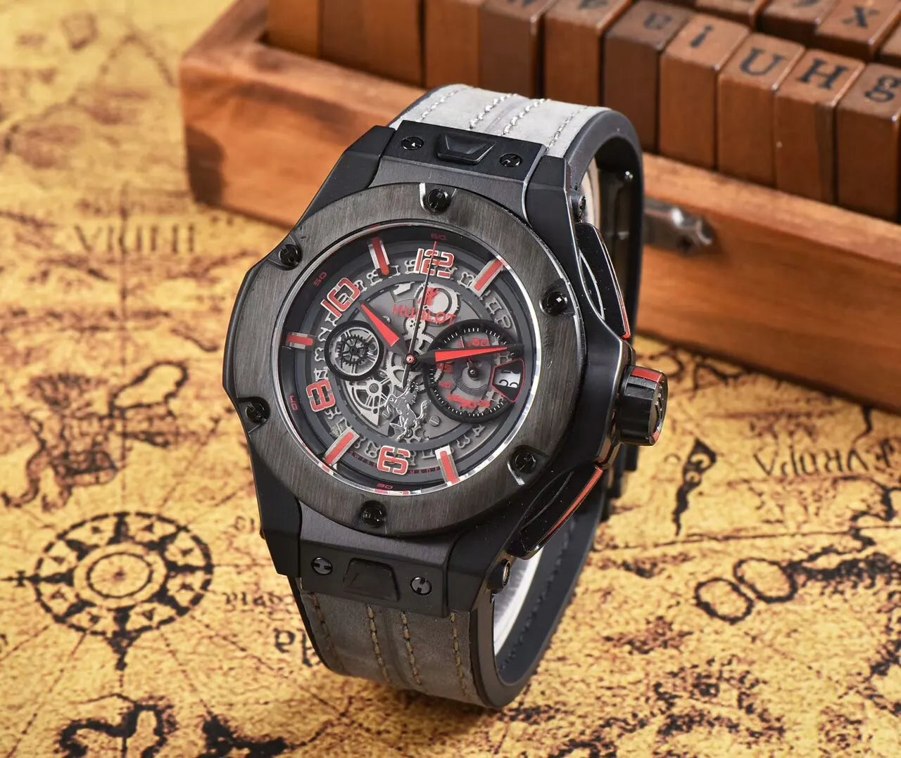 Hublot Gray Skeleton Dial Watch