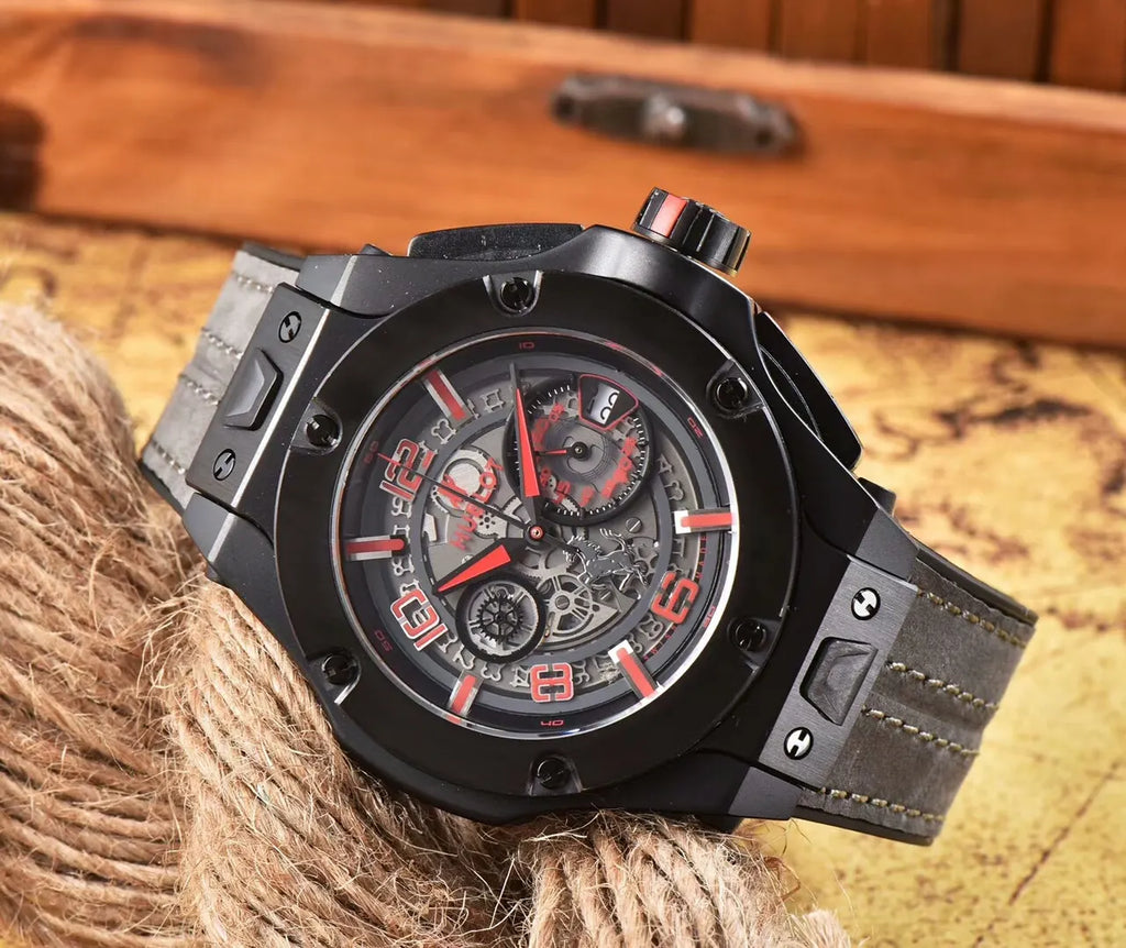 Hublot Gray Skeleton Dial Watch - Hình 5
