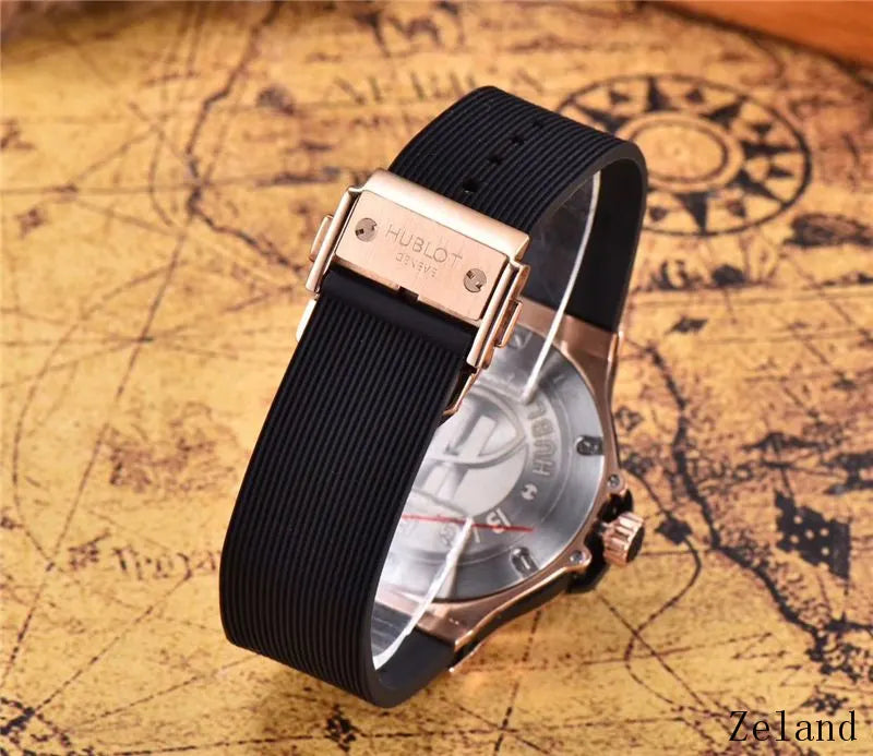 Hublot Rose Gold Diamond Black Rubber Strap - Hình 2