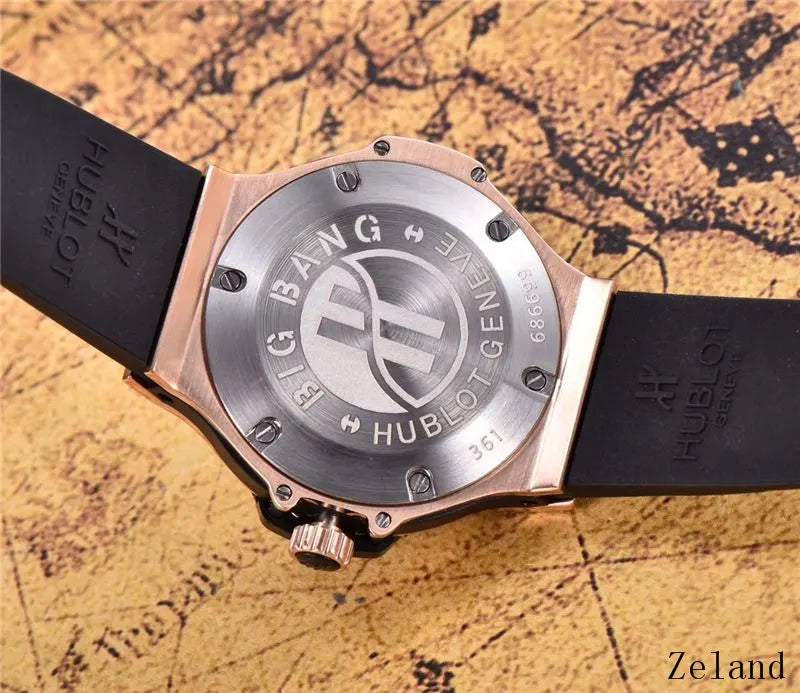 Hublot Rose Gold Diamond Black Rubber Strap - Hình 3