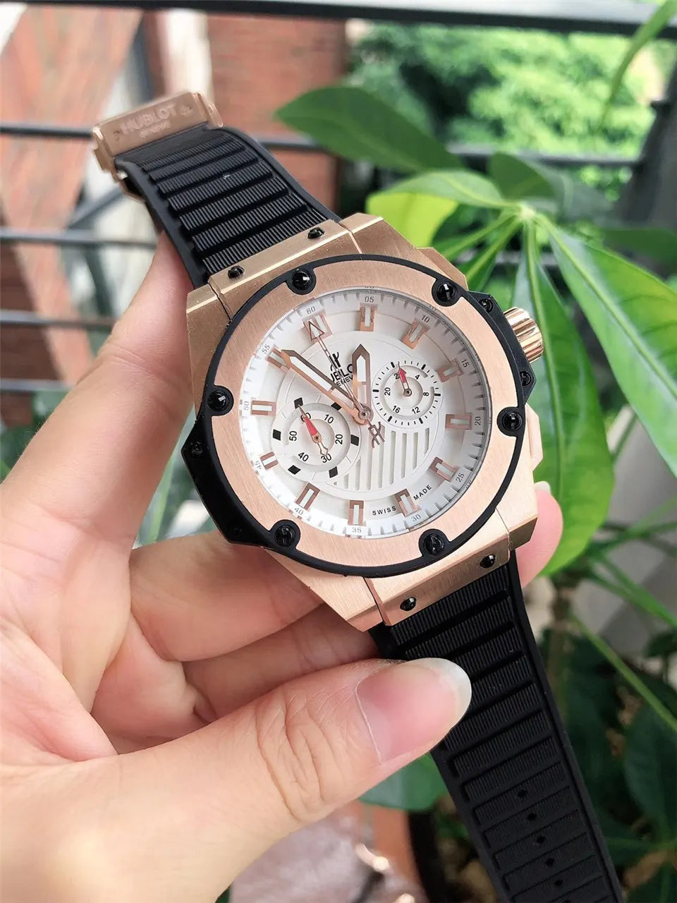 Hublot White Dial Leather - Hình 4