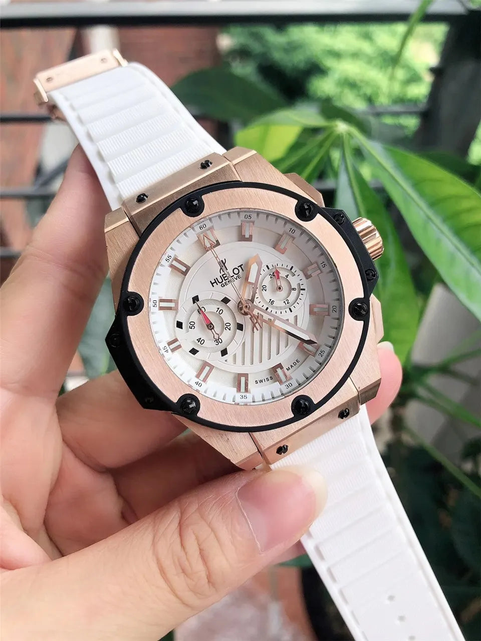 Hublot White Dial Leather - Hình 6