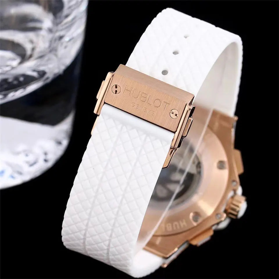 Hublot Rose Gold Diamond White Rubber - Hình 2