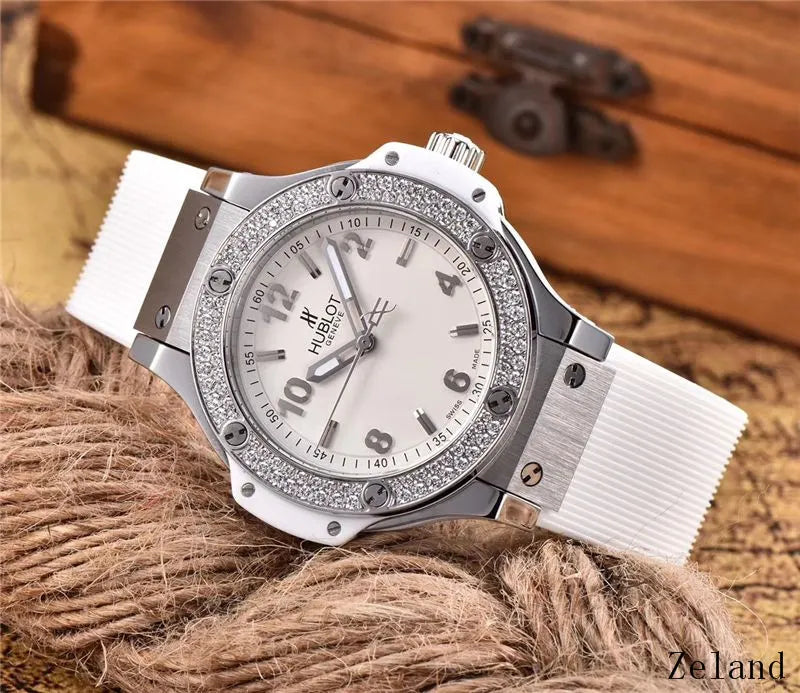 Hublot White Dial Diamond Bezel