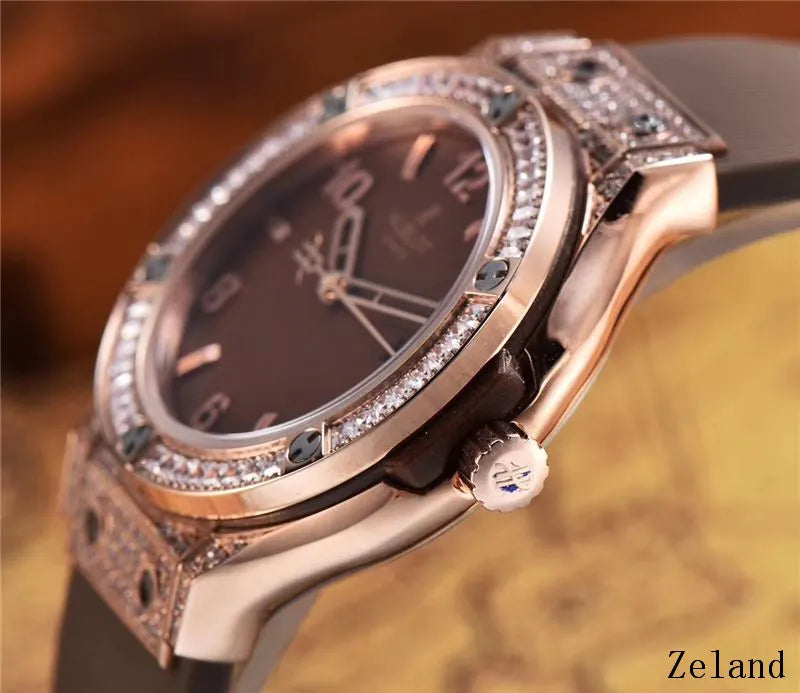 rubber Hublot Brown Dial Diamond Bezel - Hình 2