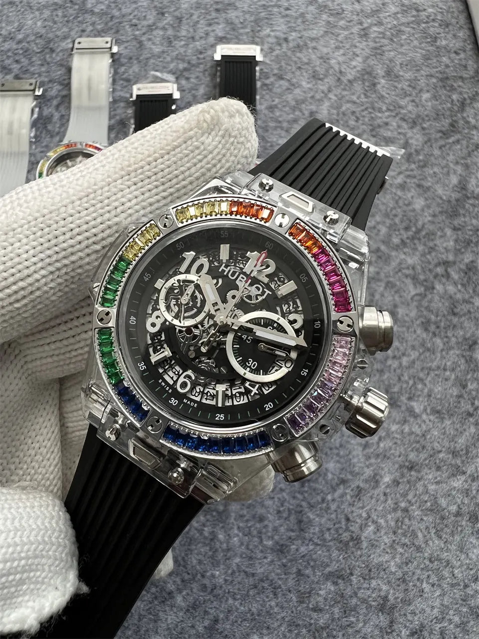 Hublot Rainbow Bezel Watch - Hình 3