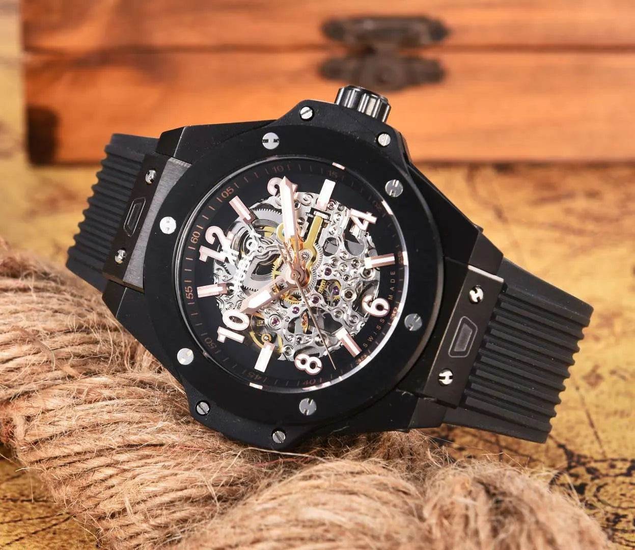 classic Hublot All Black Skeleton - Hình 6