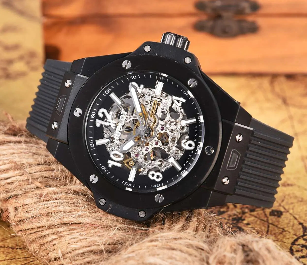 classic Hublot All Black Skeleton - Hình 7