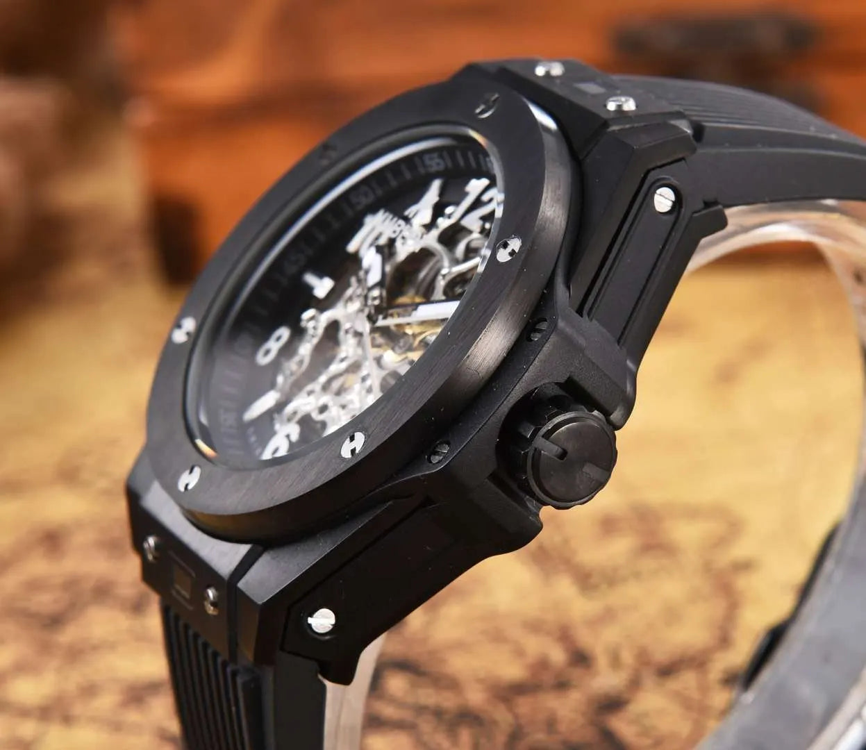 classic Hublot All Black Skeleton - Hình 5