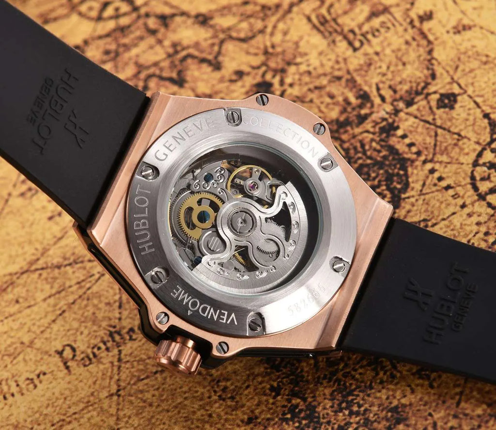 Hublot Rose Gold Skeleton black - Hình 3