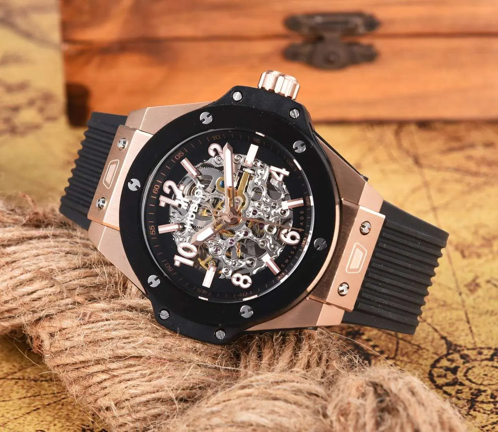 Hublot Rose Gold Skeleton black - Hình 5