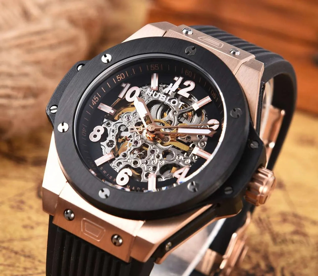 Hublot Rose Gold Skeleton black