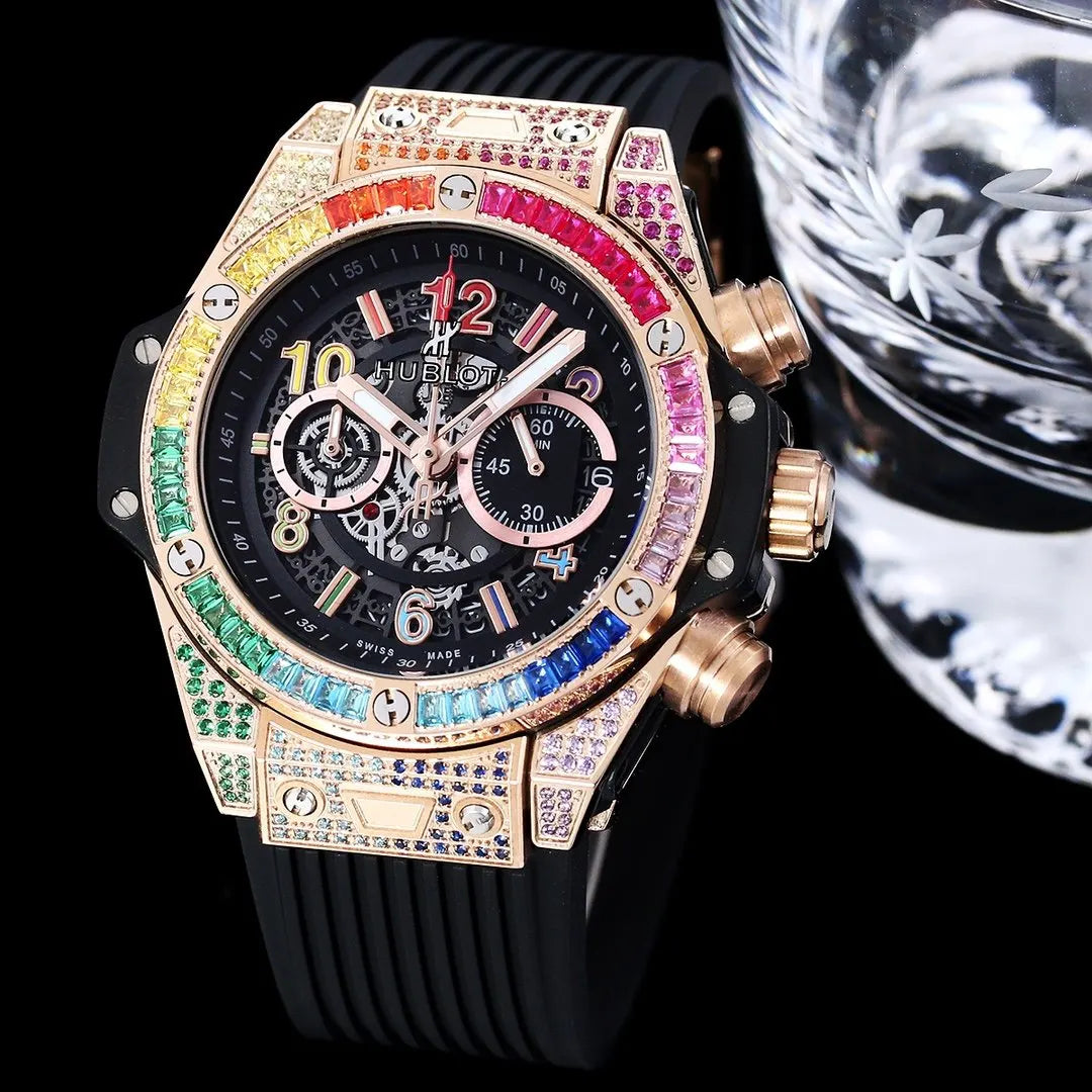 Hublot Rainbow Bezel Watch - Hình 6