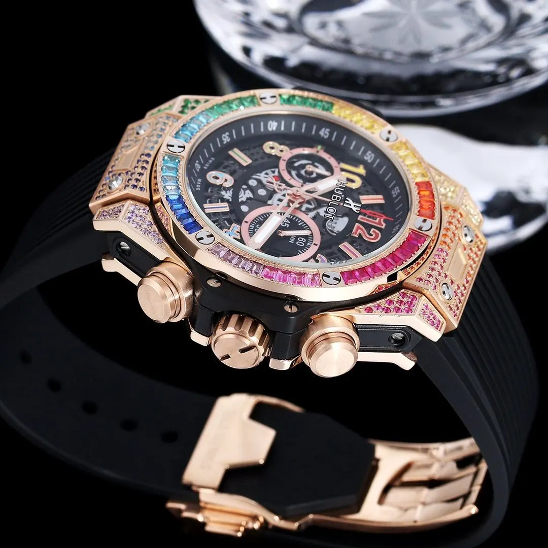 Hublot Rainbow Bezel Watch - Hình 4
