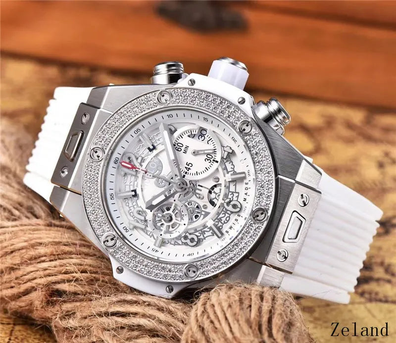 white Hublot Skeleton Diamond Bezel