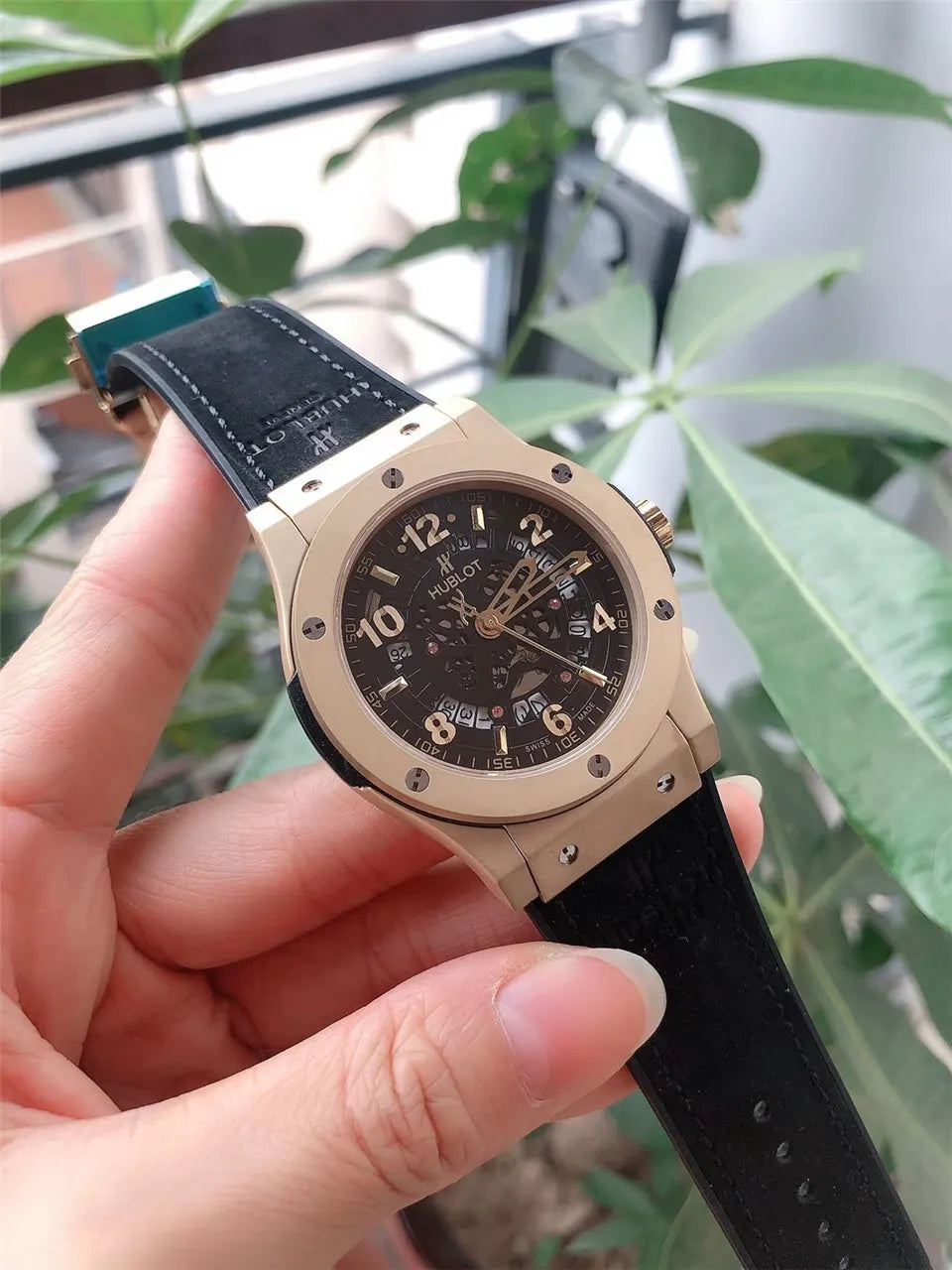 Hublot Gold Black Blue Watch - Hình 3