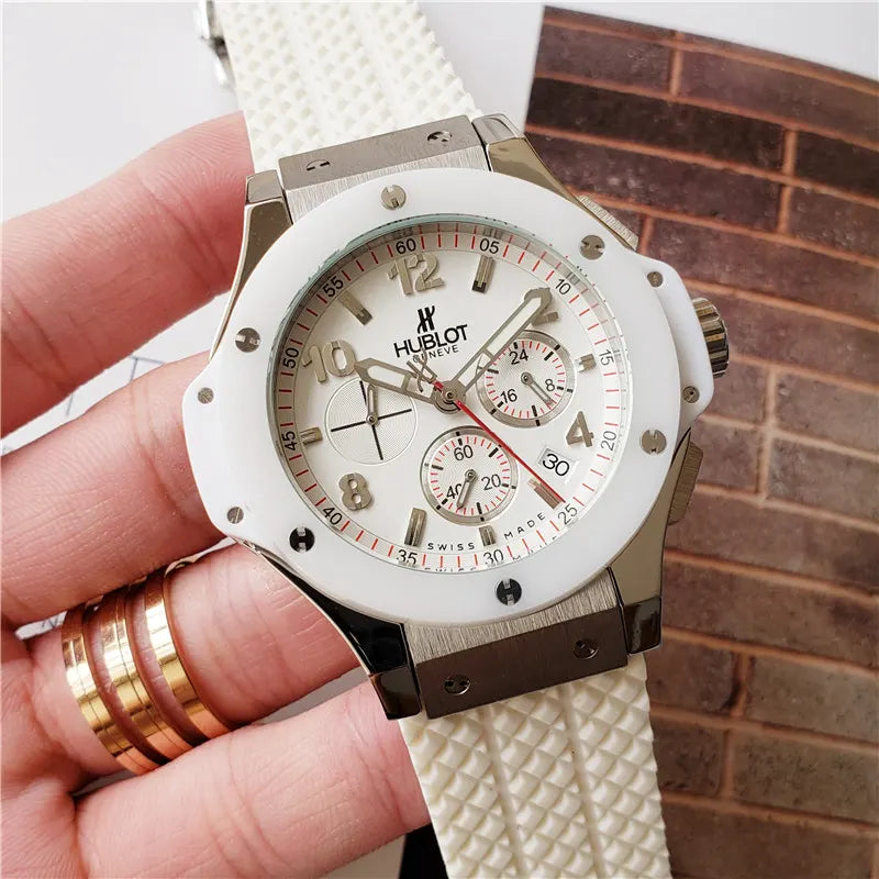 rubber Hublot White Ceramic Chronograph