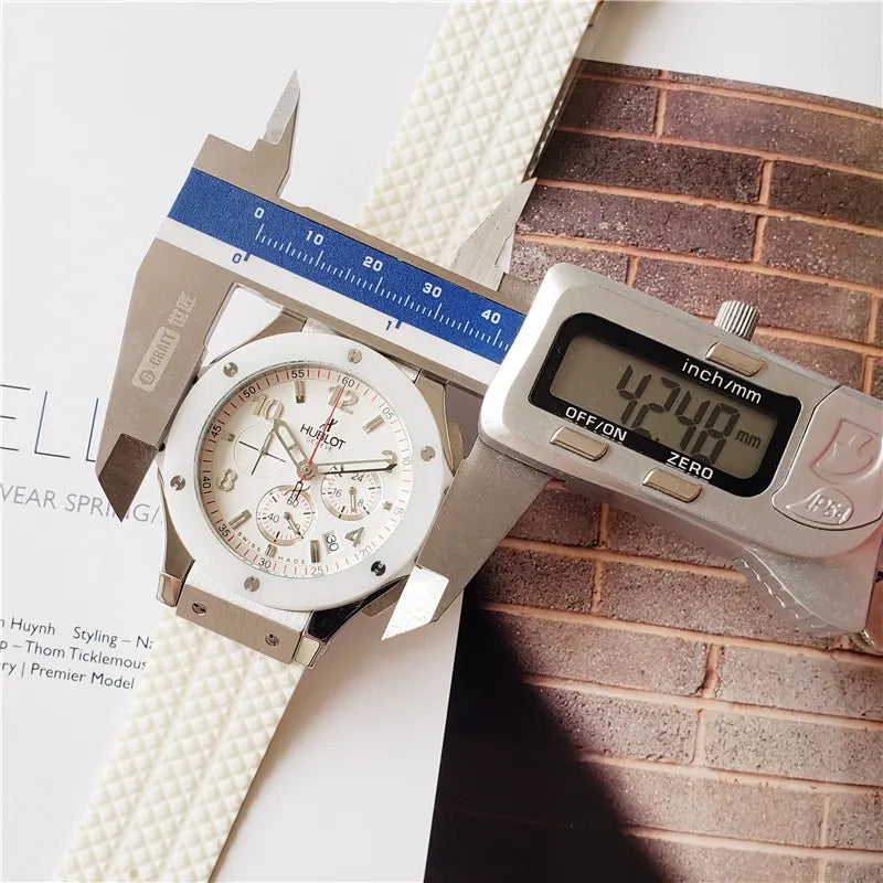 rubber Hublot White Ceramic Chronograph - Hình 5