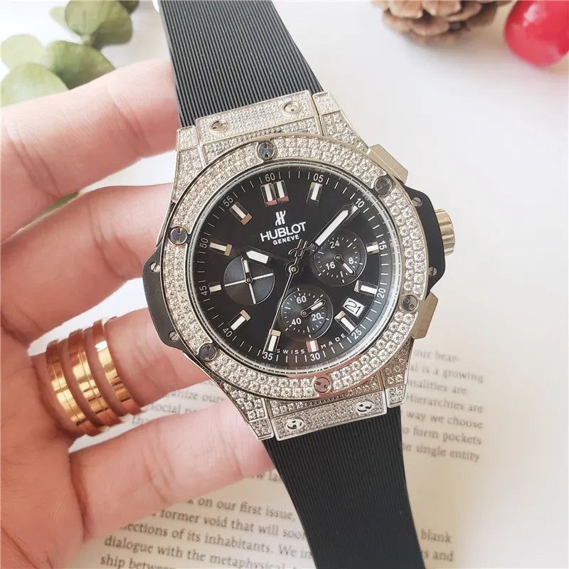 Hublot Black Dial Diamond Bezel rubber