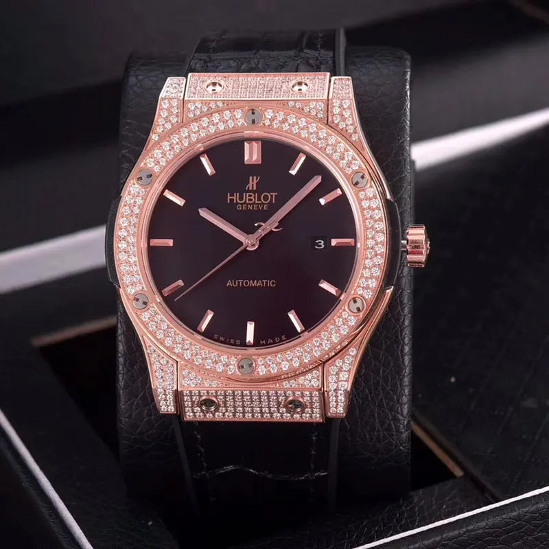 Hublot Black Dial Diamond Bezel