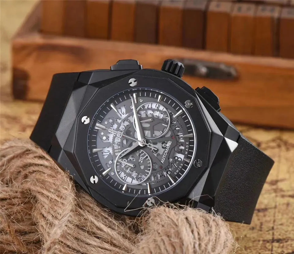 Hublot All Black Skeleton Watch - Hình 6